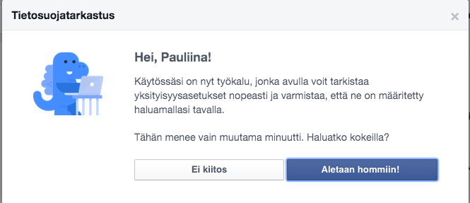 Facebookin tietosuojatarkastus kuva 1