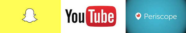 Snapchat, YouTube ja Periscope